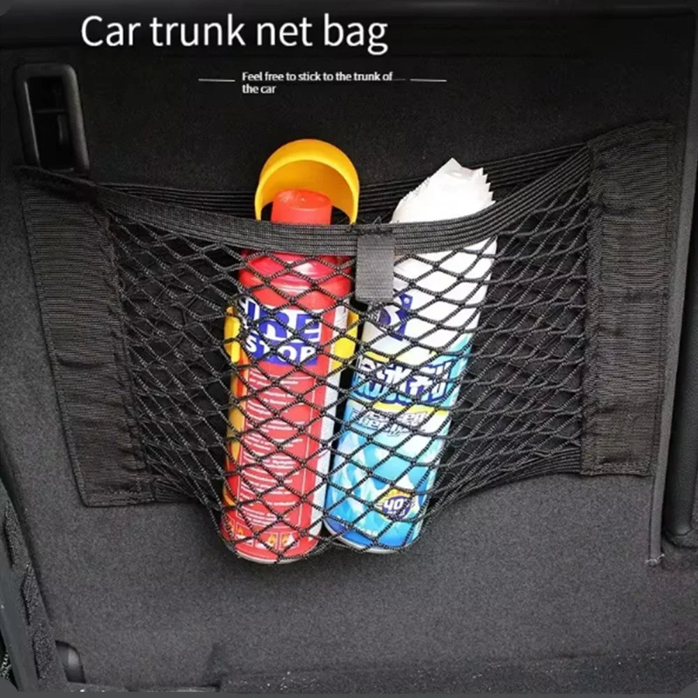 Car storage bag Trunk  Seat Elastic String Net Magic Sticker Universal