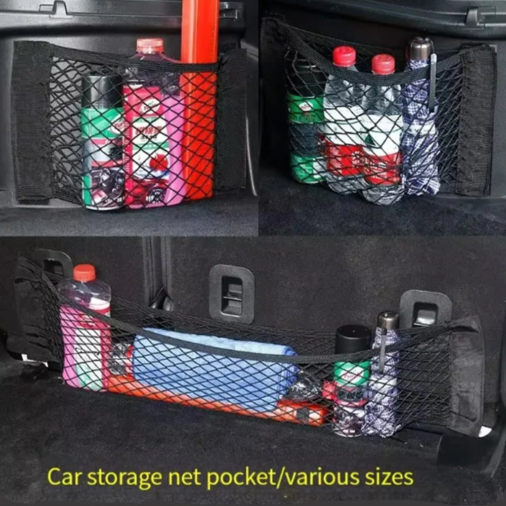 Car storage bag Trunk  Seat Elastic String Net Magic Sticker Universal