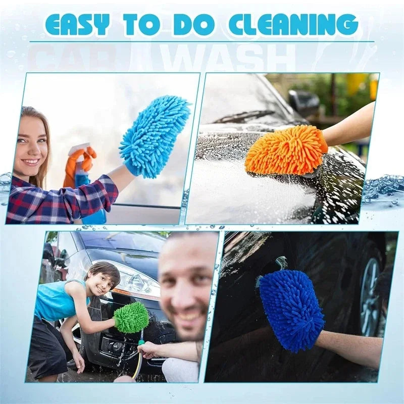 1/5pcs Microfiber Car Wash Gloves Auto Gloves Ultra Absorbent Wash Car