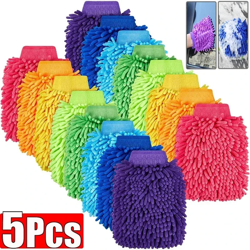 1/5pcs Microfiber Car Wash Gloves Auto Gloves Ultra Absorbent Wash Car