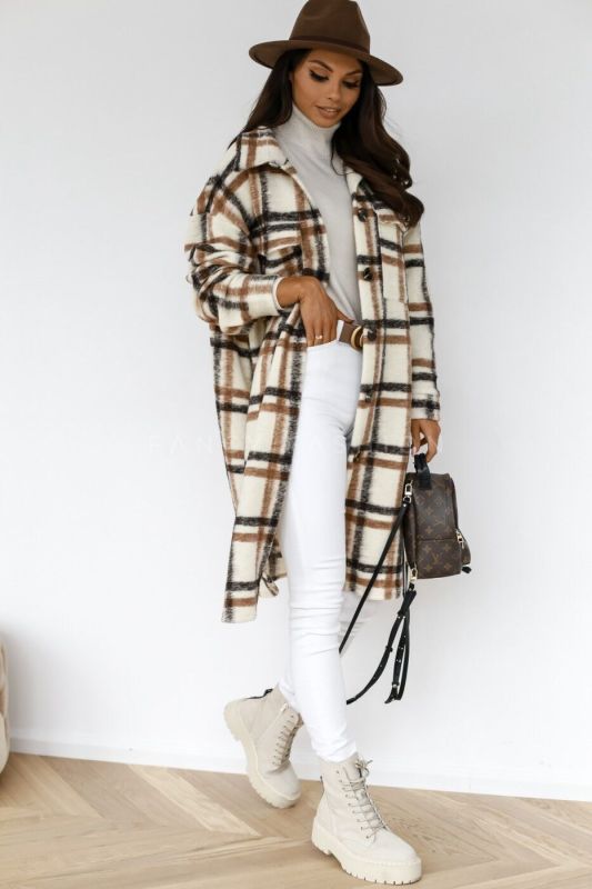 Spring and autumn new women's long-sleeved plaid print mid-length